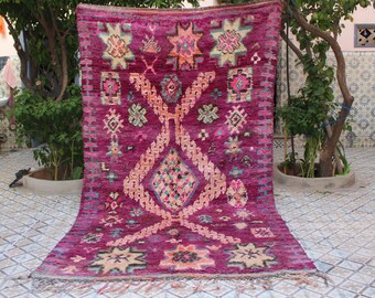 MOROCCAN RUG, Colorful Boho Antique Wool Ouarain Beni Vintage Custom Handmade Antique   Berber Turkish Wool Carpet,