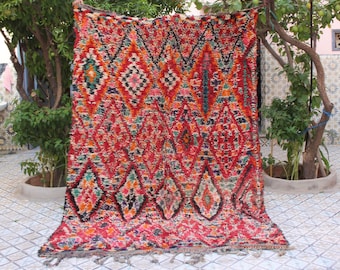 MOROCCAN RUG, Berber   Boujad   Boho   Turkish  Oriental  Handmade  Colorful  Beni  Ourain   Antique Carpet, Large Moroccan  Rag,