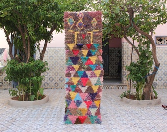 Boucherouite,Boucherouite rug, MOROCCAN RUG, Checked Berber Beni Antique Wool Boujad Boho Colorful Handmade Floor Wool   Custom Vintage Rug,