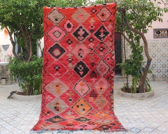 MOROCCAN RUG, Berber Handmade Boho Bohemian Vintage Colorful Boujad Beni Runner Moroccan Berber Custom Rug