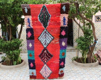 MOROCCAN RUG, Boucherouite rug, Boucherouite Boho Antique Wool Handmade Custom Vintage Wool Carpet, Beni Berber Ouarain Turkish Antique Rug,