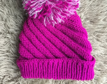 Hand Knitted Winter Girl Beanie / Cap / Hat