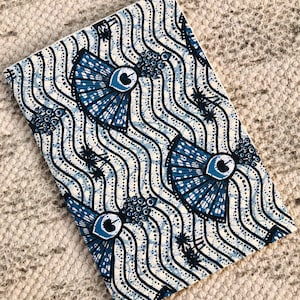 Libreta de bolsillo A6 con tapa de tela reciclada o estampados de colores, hecha a mano, tapa de cartón.
