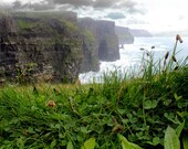 Cliffs of Moher, Irish landscape, County Clare, Ireland photo, travel photography, Atlantic ocean, Wild Atlantic Way, green clover