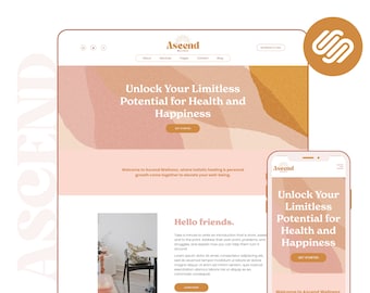 Ascend Squarespace Website Template | Life and Business Coach Website | Wellness Website | Squarespace 7.1 | Boho Colorful Website | Square
