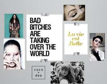 Quote print, typographic print, bad bitches, fun quote, take over the world, quotes, typography poster, style quotes, modern prints, posters
