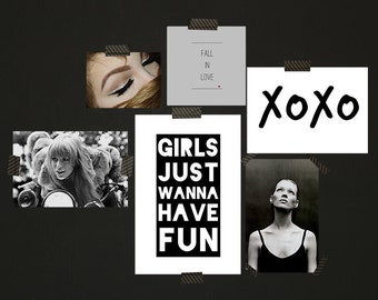 Girls Just Wanna have Fun, typography print, modern prints, typographic print, typography poster, Scandinavian print, minimalist print