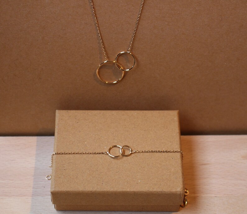 Geometric Double round Necklace Thin Necklace Chain Necklace Gold plated Necklace Women Necklace Jewel Necklace Dainty Necklace