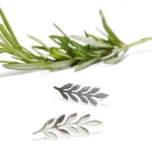 Sterling Silver Leaf Ear Climbers: Minimalist Ear Cuffs