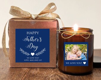 Father's Day Gift Personalized Candle. Gift For Dad, Grandpa. Personalized text and colors.