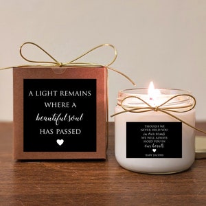 Baby Loss Gift. Miscarriage Gift Candle. Memorial Candle. Sympathy Gift. Personalize. Pick text and colors. Soy Van.B