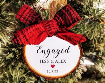 Engaged Christmas Ornament. Personalized Engagement Gift. Custom colors and free personalization.  All Ornaments buy 2 get 1 FREE.