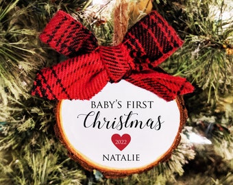 Baby's First Christmas Ornament.  Custom colors and free personalization.  All Ornaments buy 2 get 1 FREE.