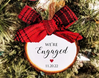 We're Engaged Ornament. Engagement gift personalized ornament.  Custom colors and free personalization.  All Ornaments buy 2 get 1 FREE.
