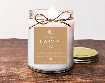 Fall Scented Candle. Harvest Moon. Winter Candle. Choose Scent. Christmas Candle. Christmas Gift. 8oz Soy. BW Collection.