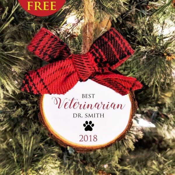 Veterinarian Christmas Gift Ornament. Vet Christmas gift. Custom colors and free personalization.  All Ornaments buy 2 get 1 FREE.