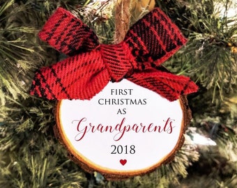 Pregnancy Announcement Christmas Ornament. Grandparents. All Ornaments buy 2 get 1 FREE.  First Christmas as grandparents ornament.