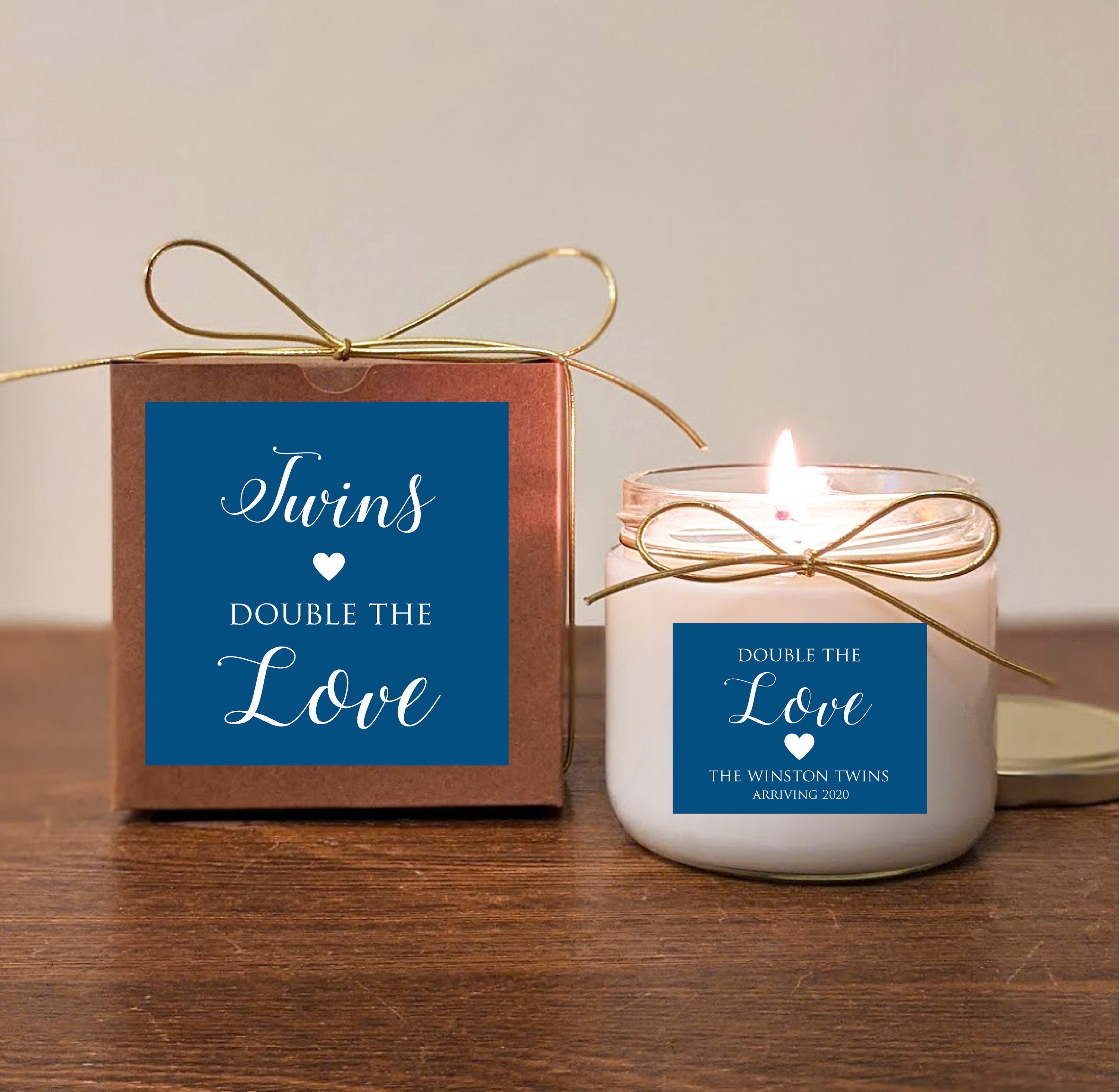 Twins Pregnancy Announcement Candle Gift. You pick text and Etsy