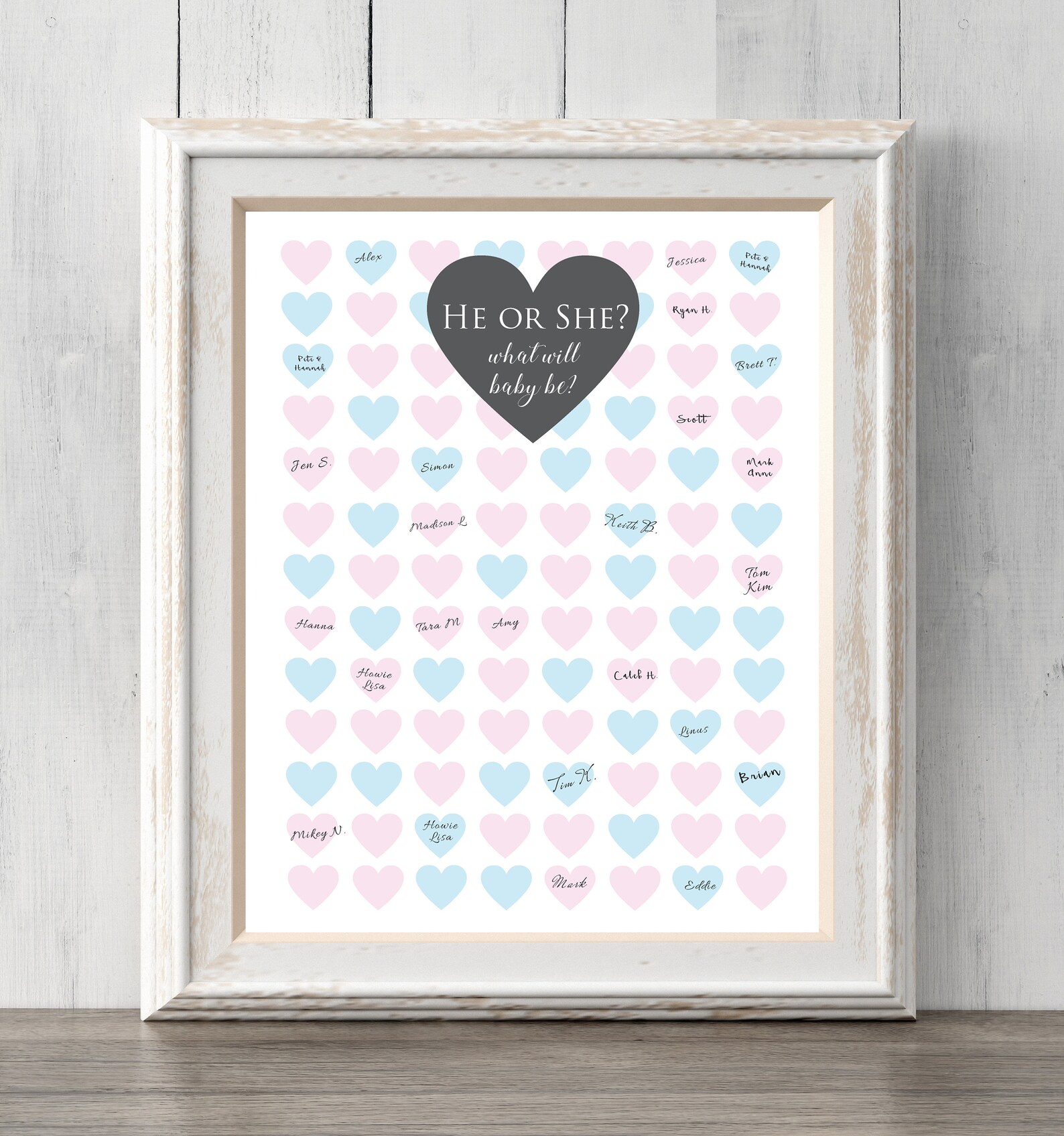 Gender reveal guest book print. Can personalize text and Etsy