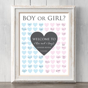 Gender Reveal Decor Welcome Print.  Sign or Guess the Gender. Personalize text and colors.Prints BUY 2 GET 1 FREE!