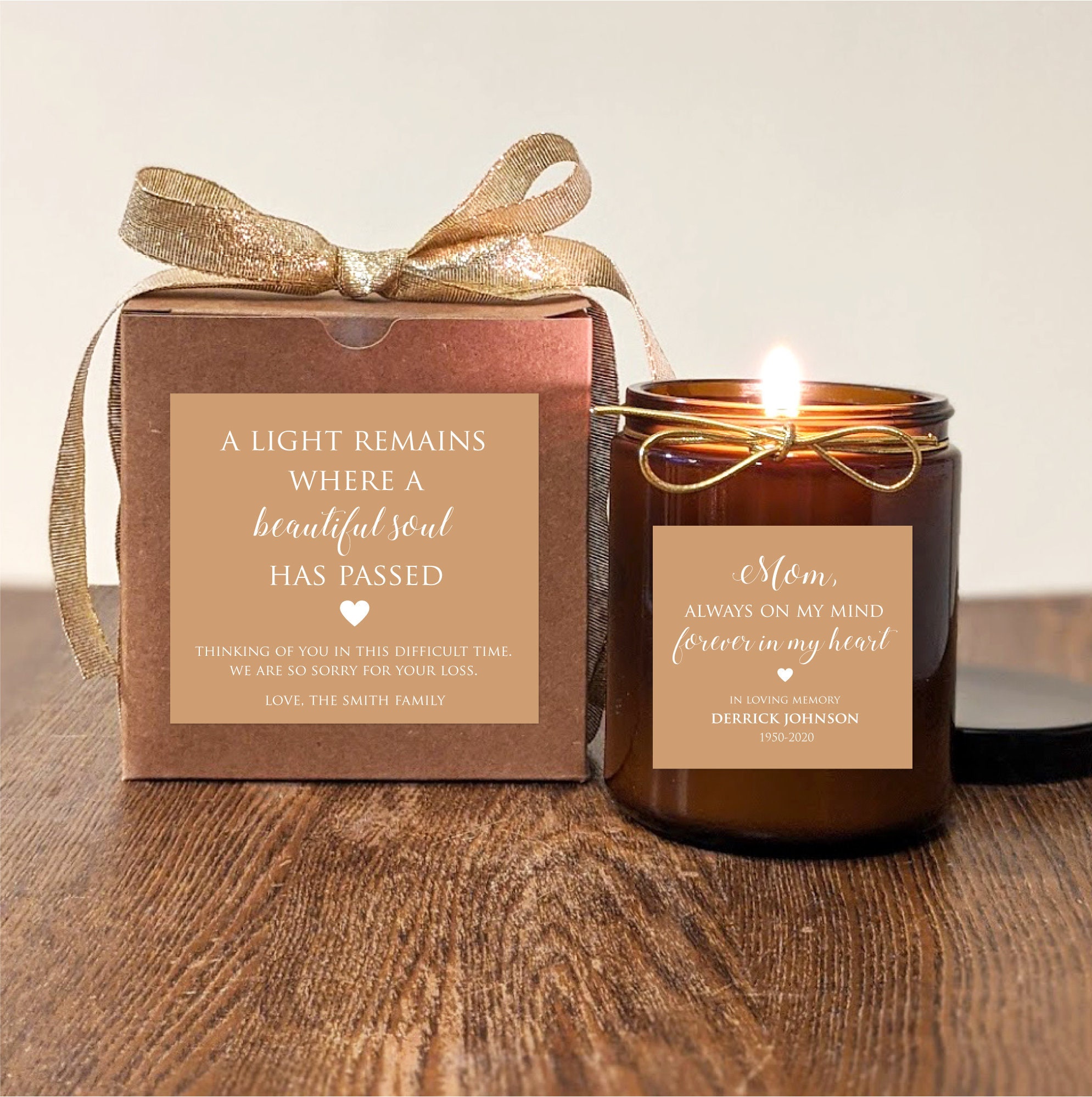 In loving memory Soy Vanilla. Memorial Gift Butterfly Candle Pick text and colors