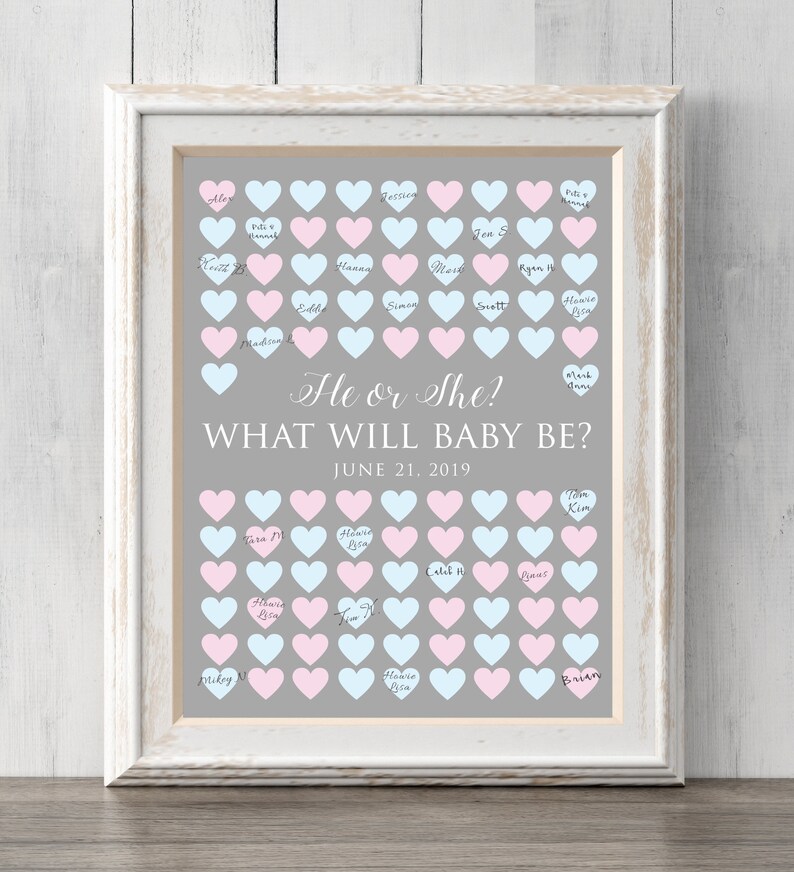 Gender Reveal Guest Book Guess Print. Print for Your Guests to Etsy