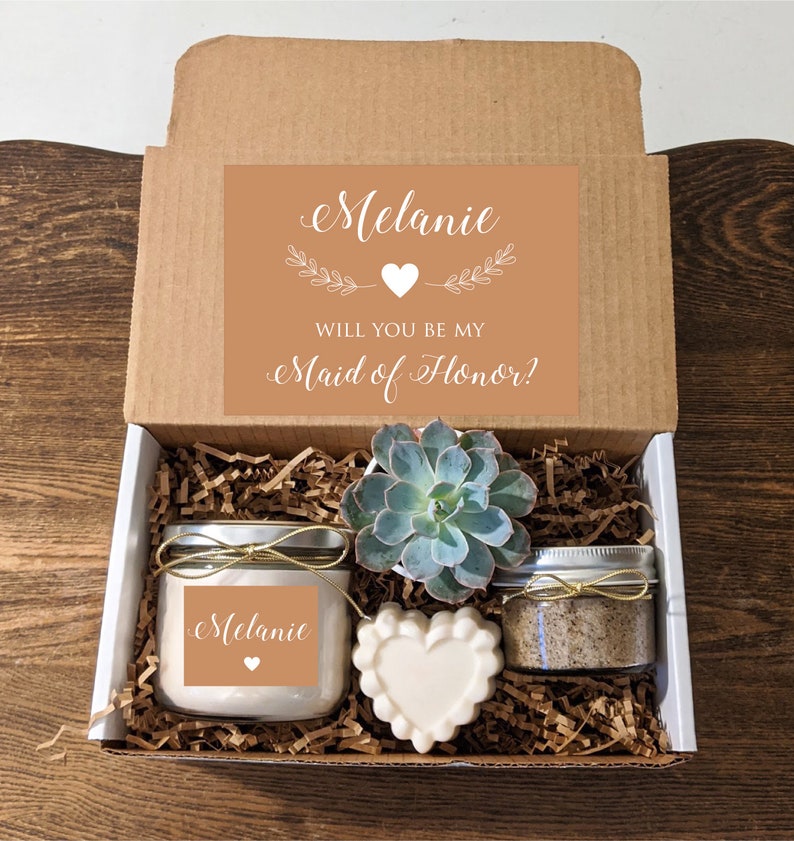 Maid of Honor Proposal Gift Box With Candle and Succulent. Etsy