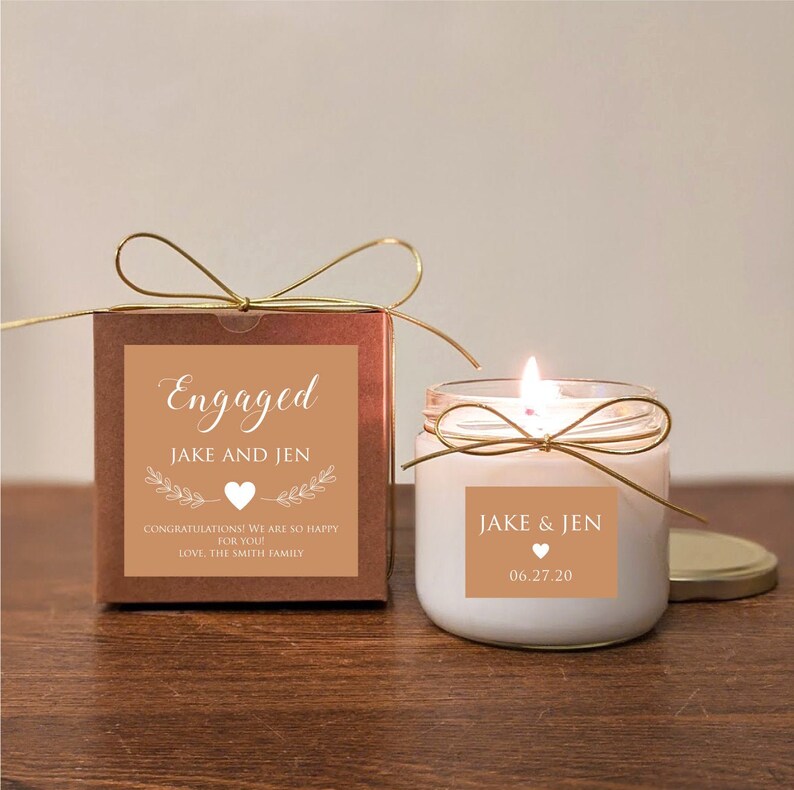 Engagement Gift Candle. Personalized. Pick Text and Colors. Etsy