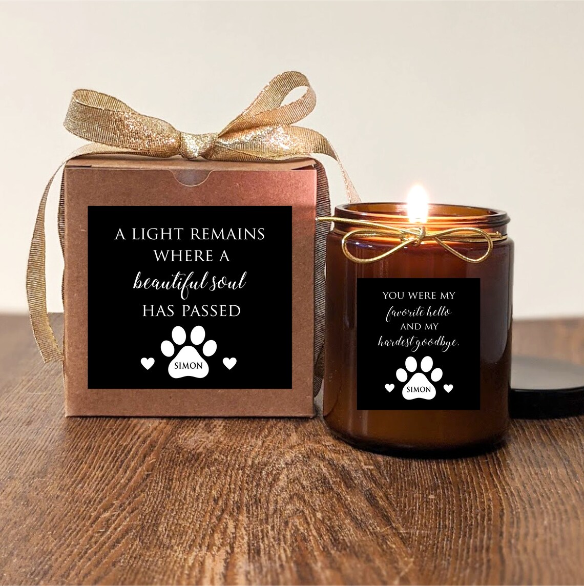 Personalized Pet Memorial Gift Candle. Personalize text and Etsy