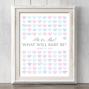 Gender Reveal Guest Book Guess Print.  Print for your guests to sign or guess the gender. Personalize text, colors. Prints BUY 2 GET 1 FREE!