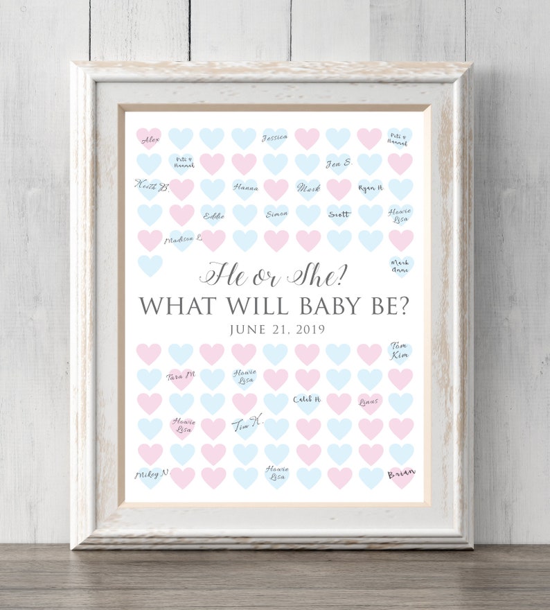 Gender reveal guest book guess print. Print for your guests | Etsy