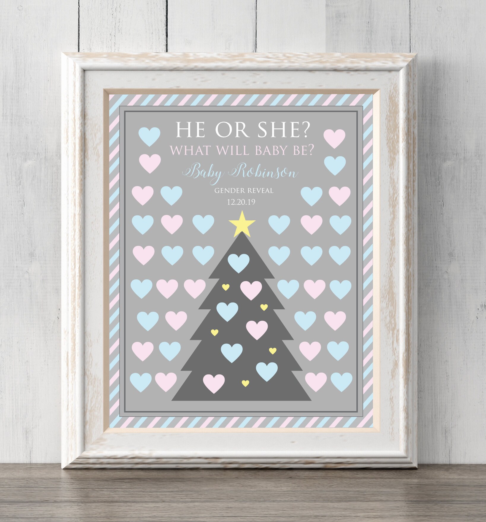 Christmas Gender Reveal Guest Book Print. Can Personalize Text Etsy