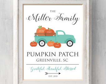 Personalized Pumpkin Patch Sign Print. Fall Family Sign. Add Pumpkins and Names. Pumpkin Sign. Fall Wall Decor. Prints BUY 2 GET 1 FREE!