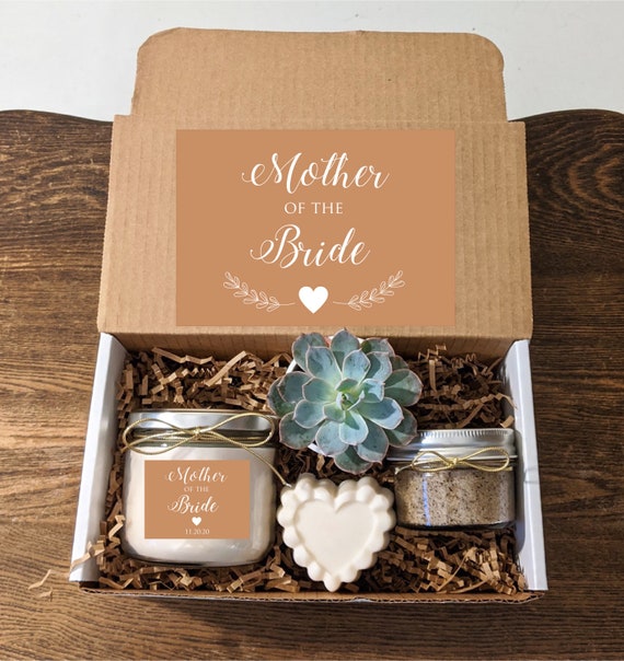 Coffret Cadeau Mère de la Mariée avec Bougie et Succulente. Personnalisez  le texte et les couleurs. La mère de la mariée. 8 oz de vanille de soja.B1  -  France