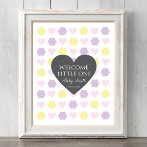 Girl Baby Shower Idea. Personalized Guest Book Print. Flower - Etsy
