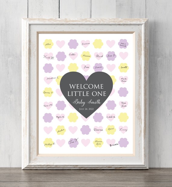 Girl Baby Shower Idea. Personalized Guest Book Print. Flower - Etsy