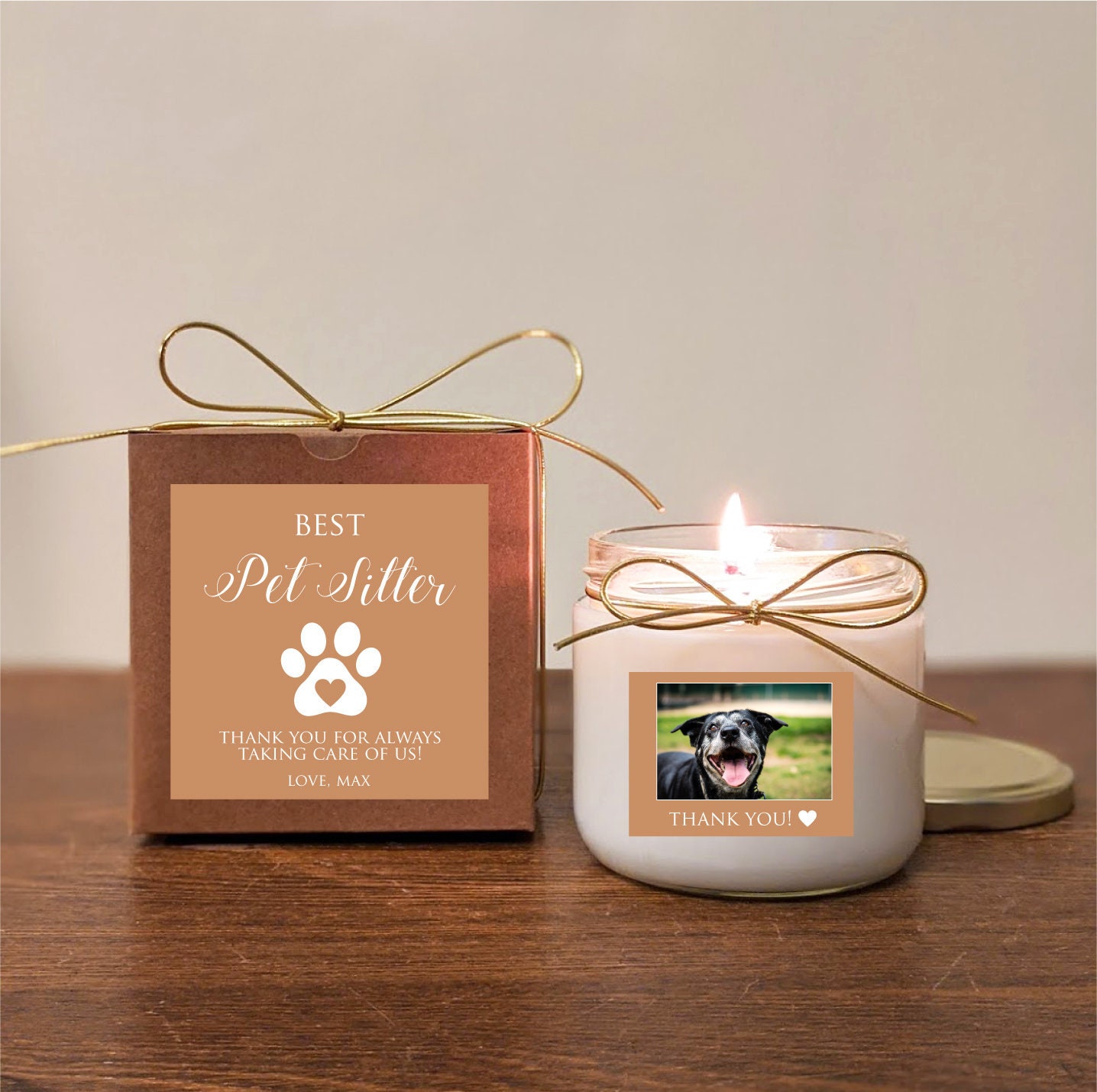 Pet Sitter Gift Candle With Photo. Personalize Text and Etsy
