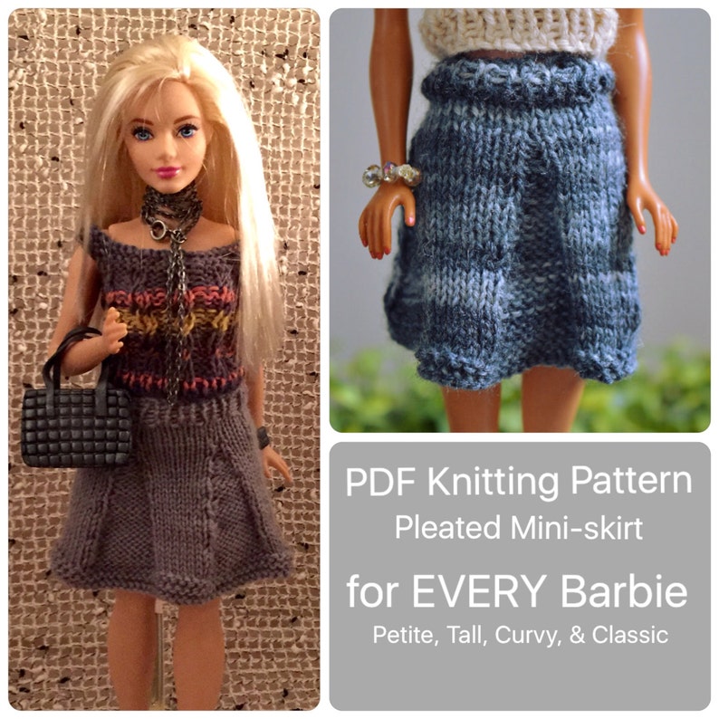 Curvy Barbie Knit Pleated Mini Skirt Knitting Pattern Etsy UK