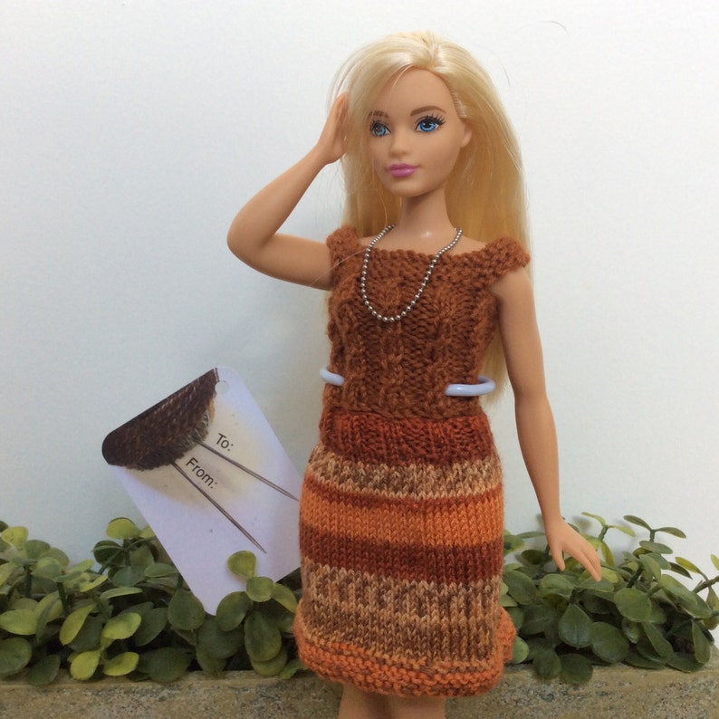 Comes with Premium yarns necklace Gift Box and Tag Top and Skirt 2 patterns No Needles Version Curvy Barbie Knitting Kit,