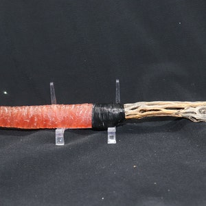Hoja de vidrio de fibra óptica naranja de pedernal con mango de cactus Cholla con cuchillo de recolección de hierbas de pirita de tendón de imitación/abrecartas