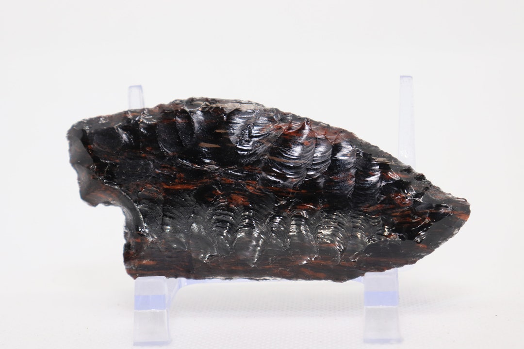 Ultrarare Goldsheen Obsidian Flint Knapped Curved Knife Blade Etsy