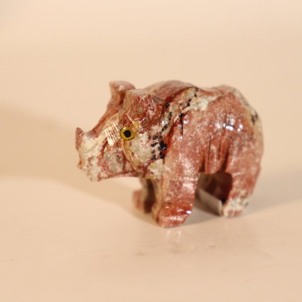 Figurine de RHINO/RHINOSAUROUS en pierre ollaire sculptée à la main de 2,5 cm (1-1/2 po.) fabriquée au Pérou (article exact sur la photo + livraison gratuite !!)