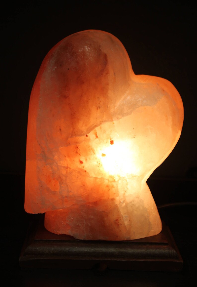 100 Pure Pink Himalayan Salt Hand Carved Heart Shaped Table Image 0
