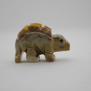 1-7/16&quot; Hand Carved Stone Soapstone STEGOSAURUS DINOSAUR Figurine/FETISH Exact item pictured...HandMade In Peru + Free Shipping!!