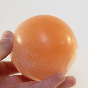 RED SELENITE Specimen Morocco Hand Polished Sphere/Ball Selenite, Healing Crystal, Metaphysical Healing, Chakra, Worry Stone 12.5 oz.