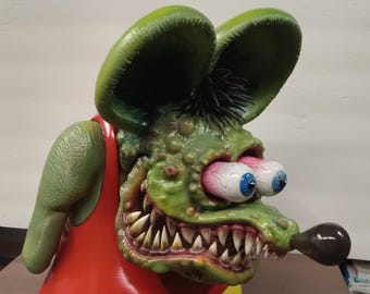 Large 3D Rat Fink Sculpture Hand Painted Licensed by Roth Estate