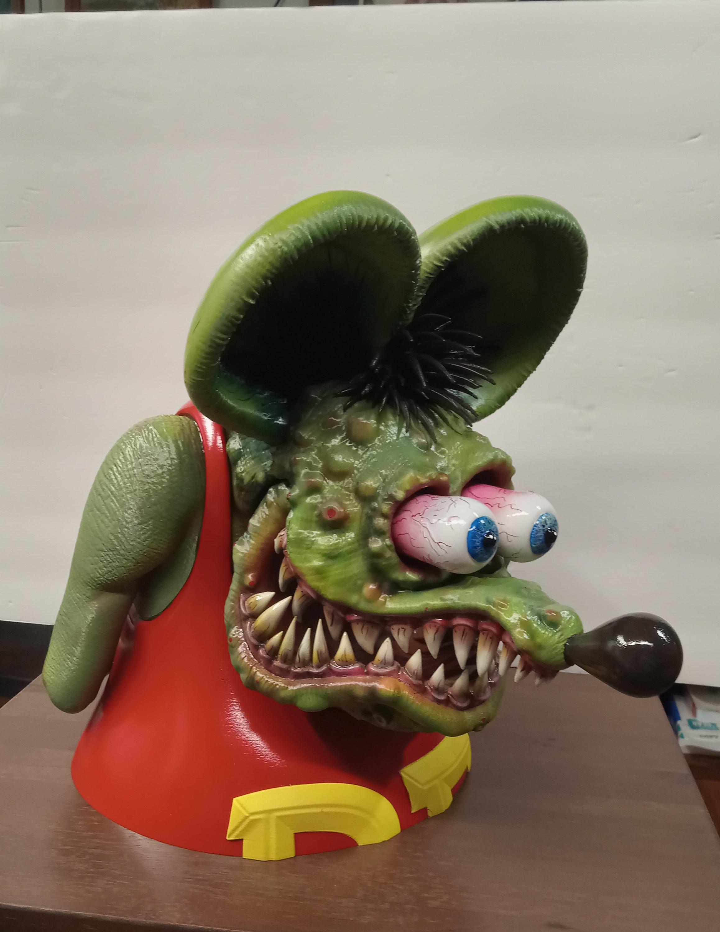 Large 3D Rat Fink Sculpture Hand Painted Licensed by Roth Estate
