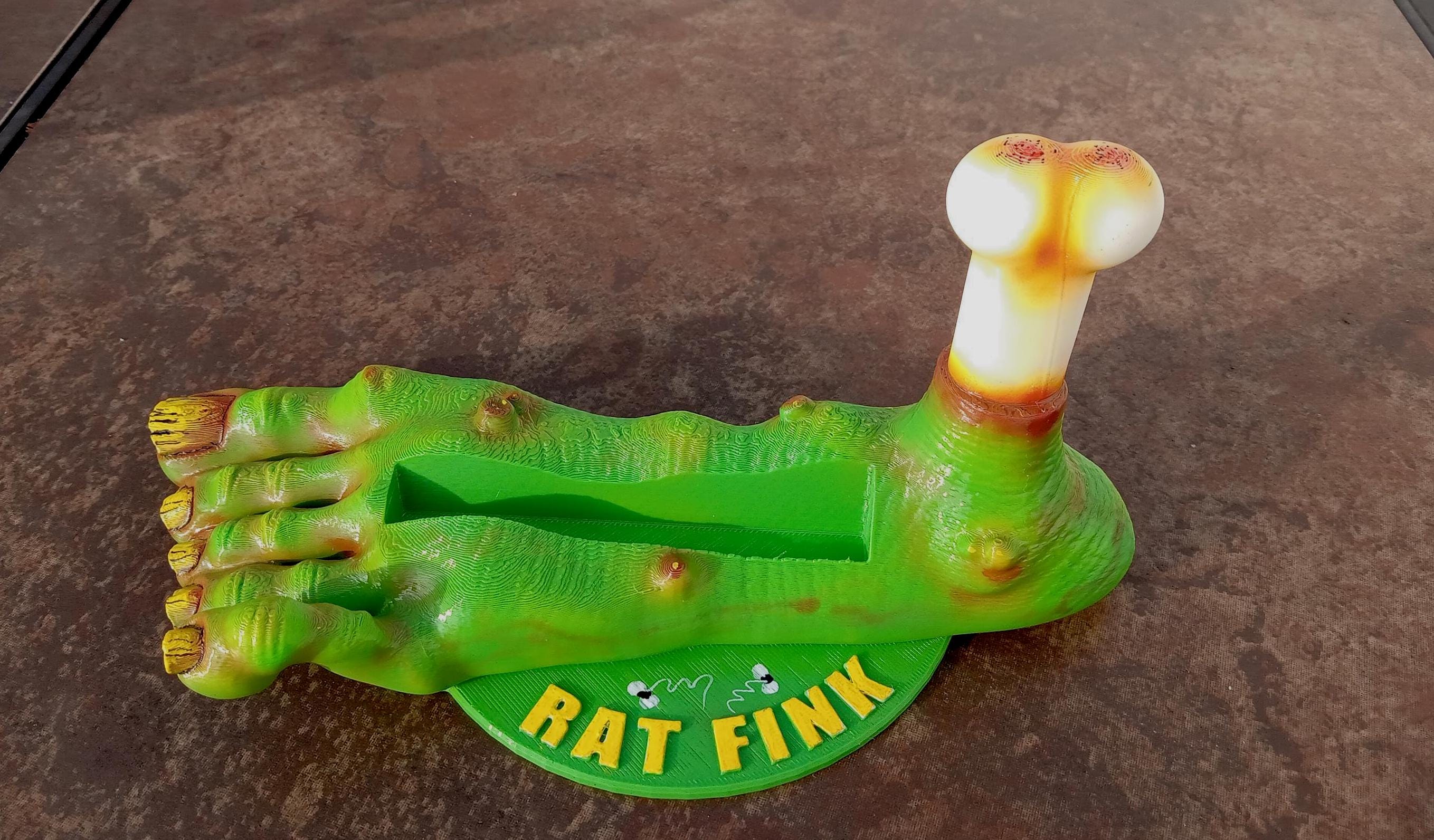 Rat Fink Foot Business Card Holder 3D Sculpture Hand Painted