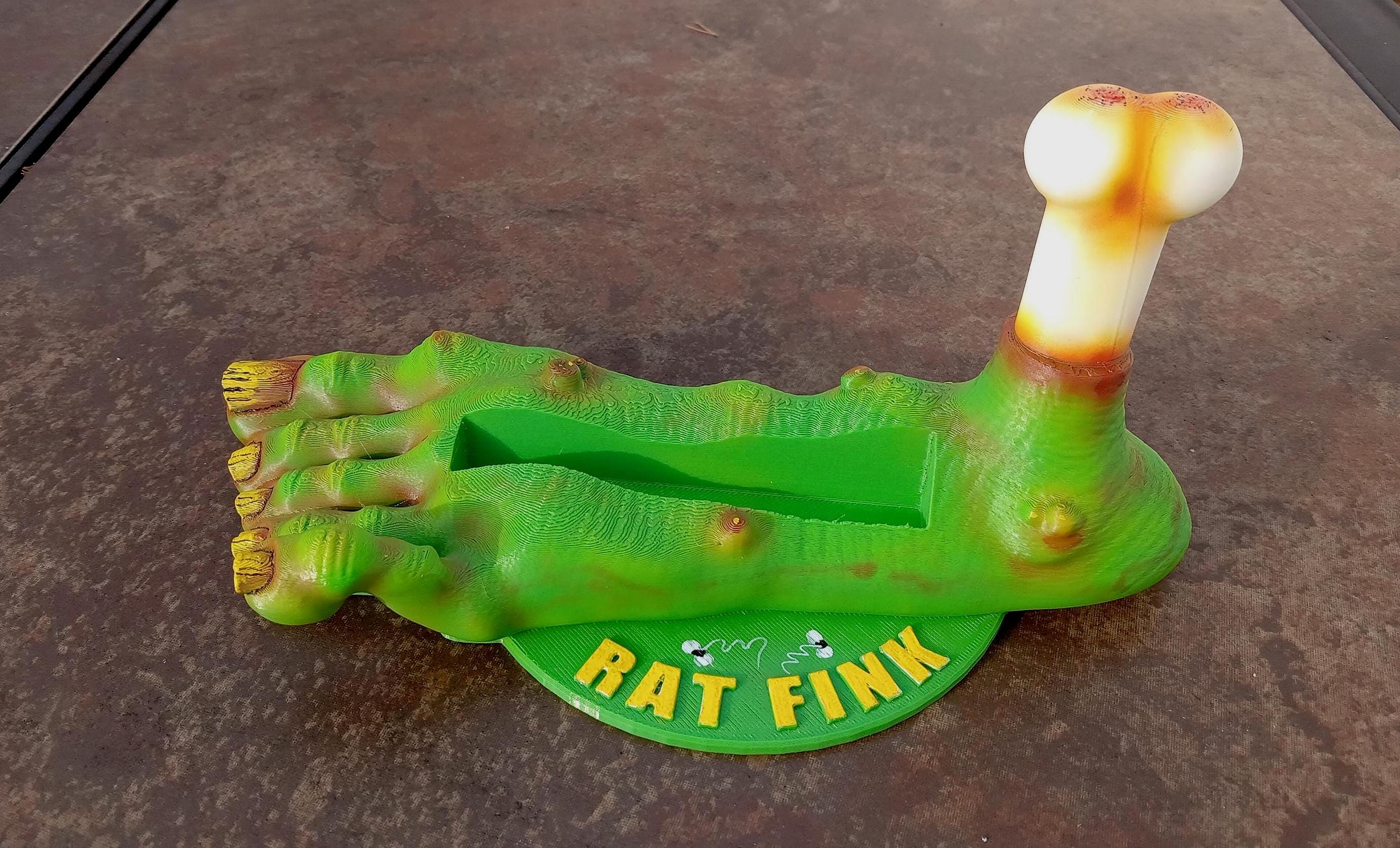 Rat Fink Foot Business Card Holder 3D Sculpture Hand Painted