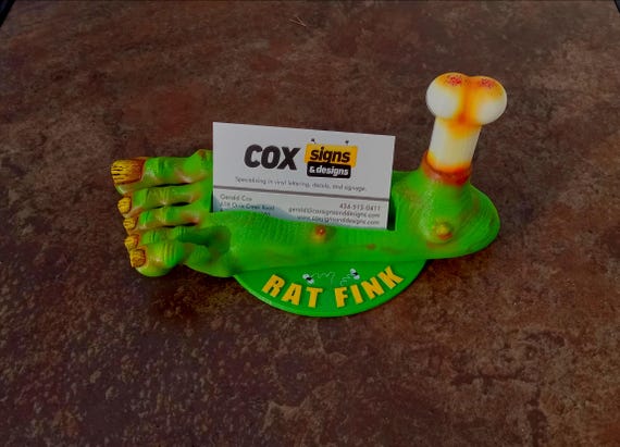 Rat Fink Foot Business Card Holder 3D Sculpture Hand Painted